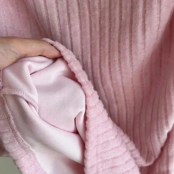 Shein Maternity Cotton Candy Pink Fuzzy Ribbed Off the Shoulder Midi Dress,Small - Picture 6 of 16